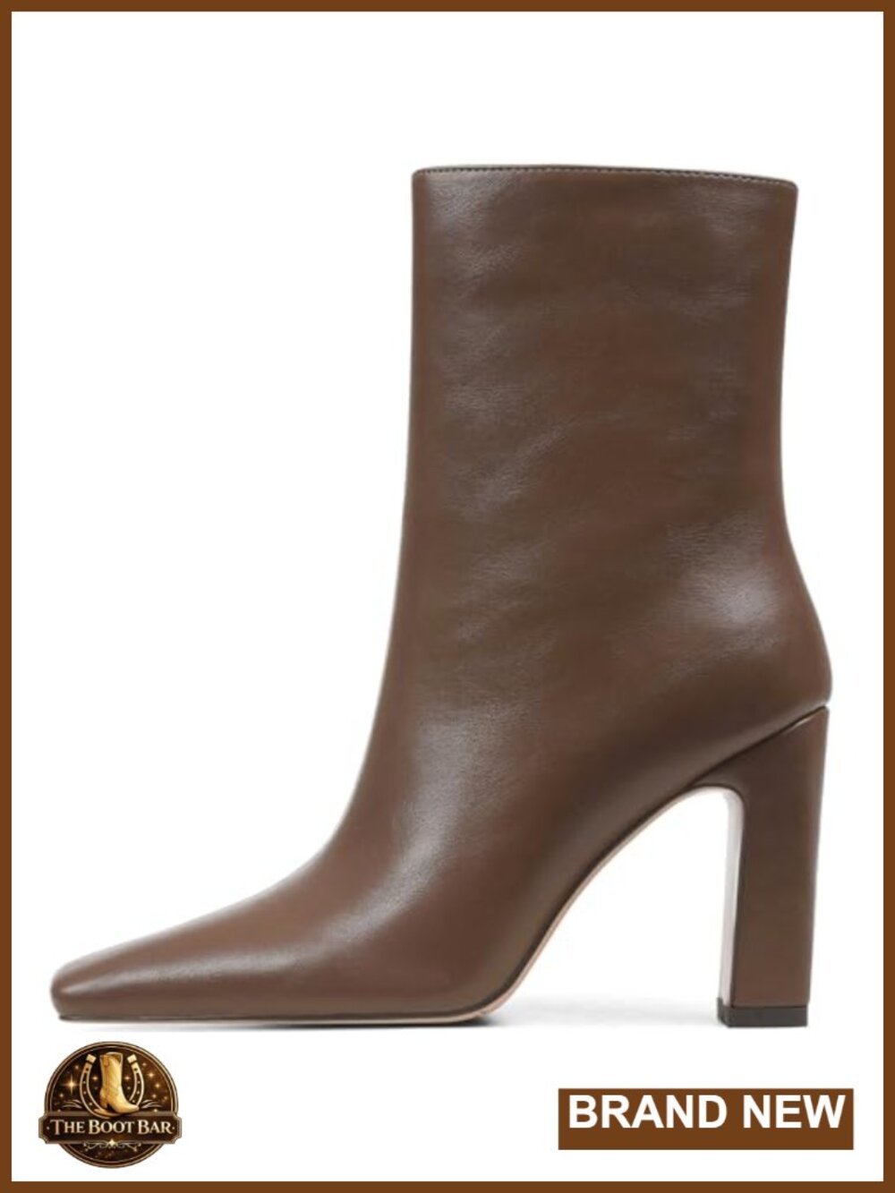 Square Toe Block Heel Ankle Booties Faux Leather Zip Chunky Heel Fall Boots